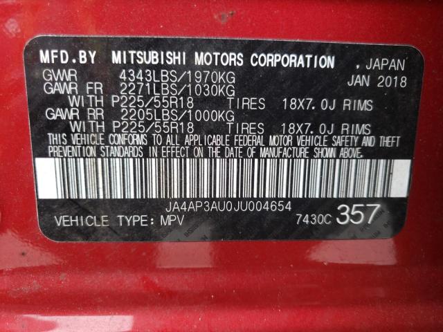 Photo 10 from auction – 2018 MITSUBISHI OUTLANDER with VIN JA4AP3AU0JU004654