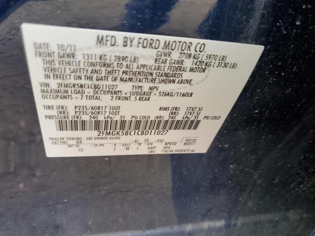 Photo 10 from auction – 2012 FORD FLEX SE with VIN 2FMGK5BC1CBD11027