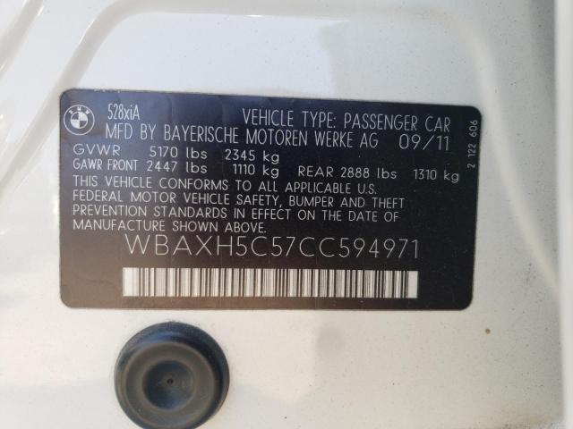 Photo 10 from auction – 2012 BMW 528 XI with VIN WBAXH5C57CC594971