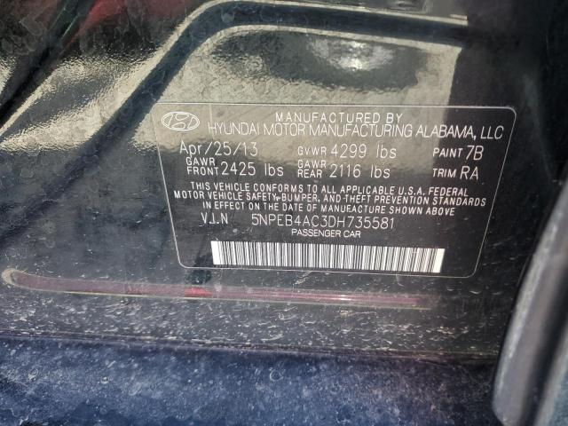 Photo 10 from auction – 2013 HYUNDAI SONATA GLS with VIN 5NPEB4AC3DH735581