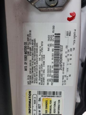Photo 10 from auction – 2017 FORD FUSION SE with VIN 3FA6P0HD8HR118537
