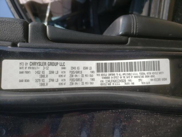 Photo 10 from auction – 2012 JEEP GRAND CHER with VIN 1C4RJFAG0CC245628