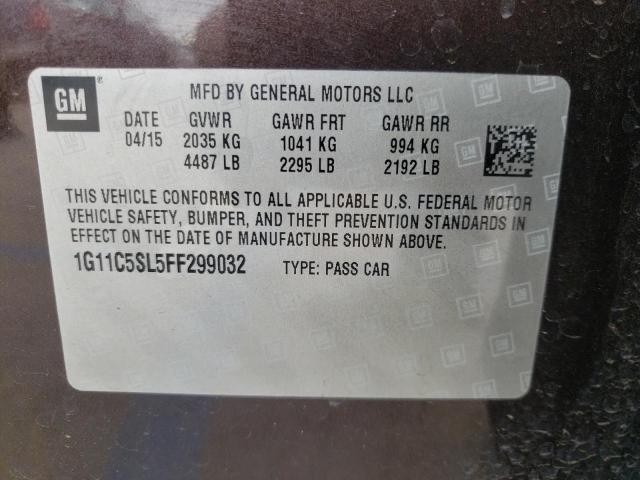 Photo 10 from auction – 2015 CHEVROLET MALIBU 1LT with VIN 1G11C5SL5FF299032