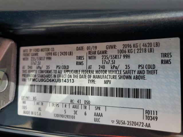 Photo 10 from auction – 2019 FORD ESCAPE SE with VIN 1FMCU0GD6KUB14313