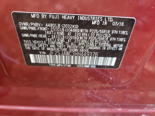 Photo 10 from auction – 2017 SUBARU FORESTER 2 with VIN JF2SJAWC3HH449376