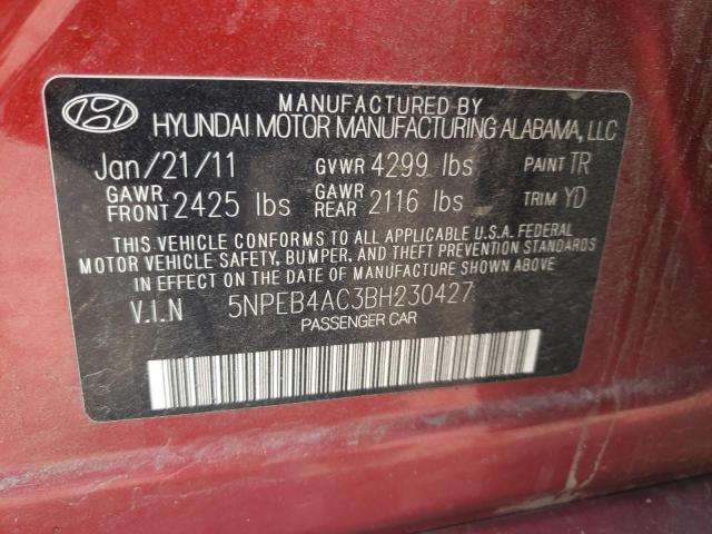 Photo 10 from auction – 2011 HYUNDAI SONATA GLS with VIN 5NPEB4AC3BH230427