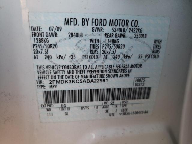 Photo 10 from auction – 2010 FORD EDGE LIMIT with VIN 2FMDK3KC5ABA22981