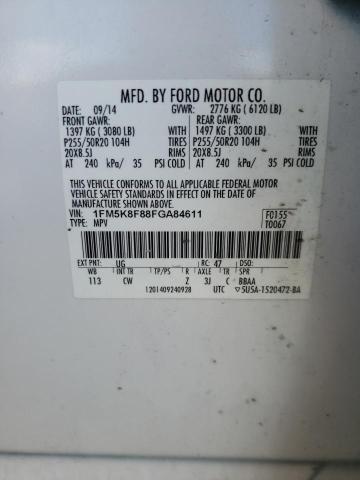 Photo 10 from auction – 2015 FORD EXPLORER L with VIN 1FM5K8F88FGA84611
