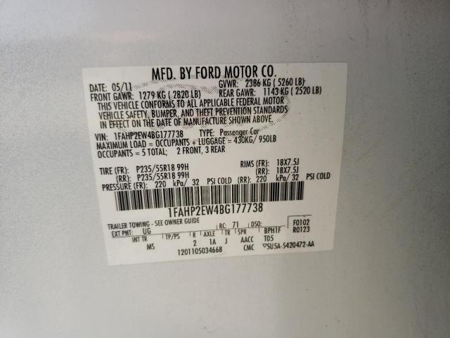 Photo 10 from auction – 2011 FORD TAURUS SEL with VIN 1FAHP2EW4BG177738
