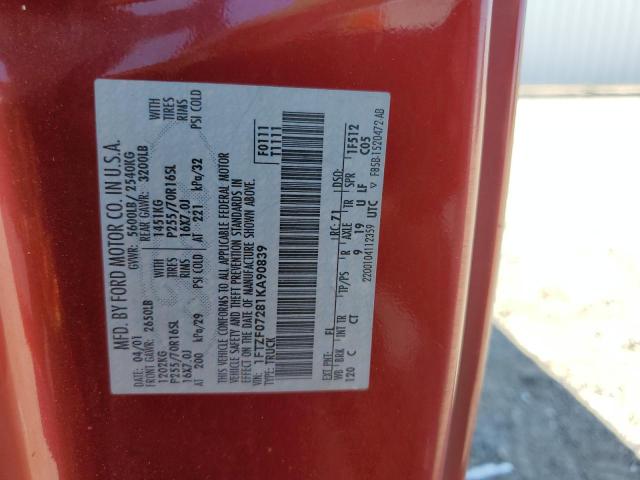 Photo 10 from auction – 2001 FORD F150 with VIN 1FTZF07281KA90839