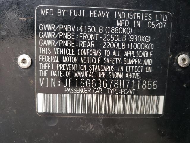 Photo 10 from auction – 2008 SUBARU FORESTER 2 with VIN JF1SG63678H711866