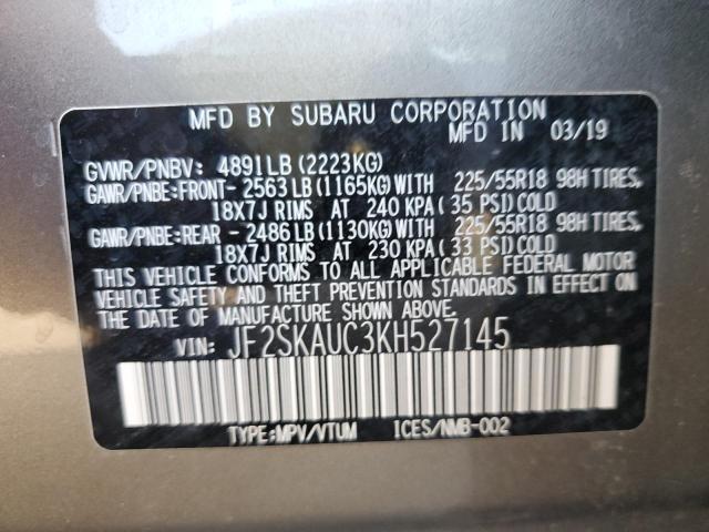 Photo 10 from auction – 2019 SUBARU FORESTER L with VIN JF2SKAUC3KH527145