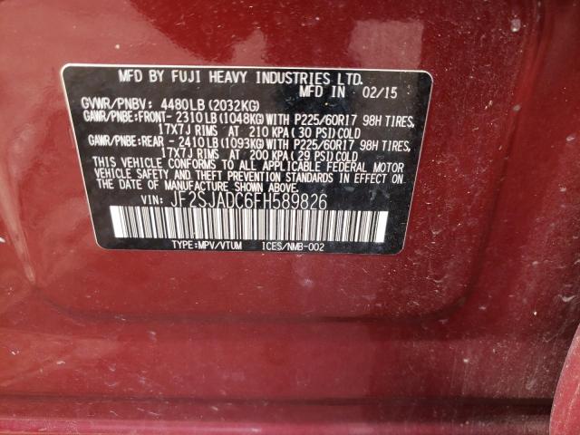 Photo 10 from auction – 2015 SUBARU FORESTER 2 with VIN JF2SJADC6FH589826