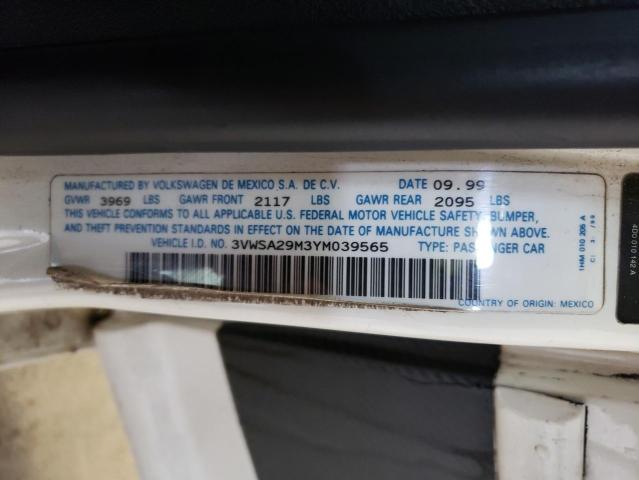 Photo 10 from auction – 2000 VOLKSWAGEN JETTA GLS with VIN 3VWSA29M3YM039565