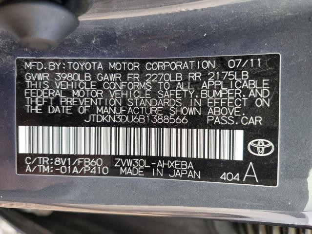 Photo 10 from auction – 2011 TOYOTA PRIUS with VIN JTDKN3DU6B1388566
