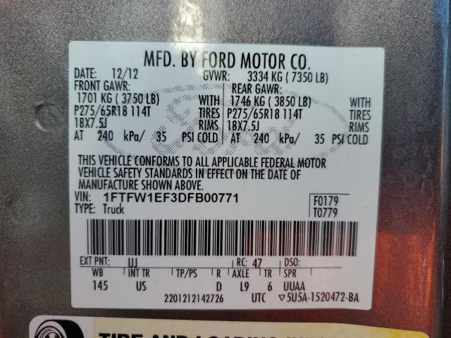 Photo 10 from auction – 2013 FORD F150 SUPER with VIN 1FTFW1EF3DFB00771