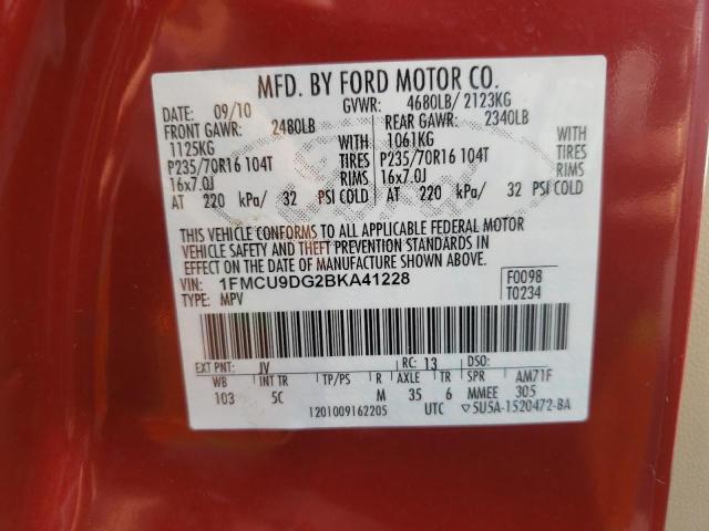 Photo 10 from auction – 2011 FORD ESCAPE with VIN 1FMCU9DG2BKA41228