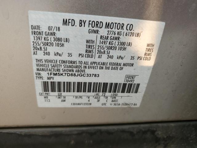 Photo 10 from auction – 2018 FORD EXPLORER X with VIN 1FM5K7D88JGC33783