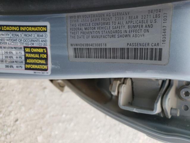 Photo 10 from auction – 2004 VOLKSWAGEN PASSAT GLS with VIN WVWVD63B64E308518