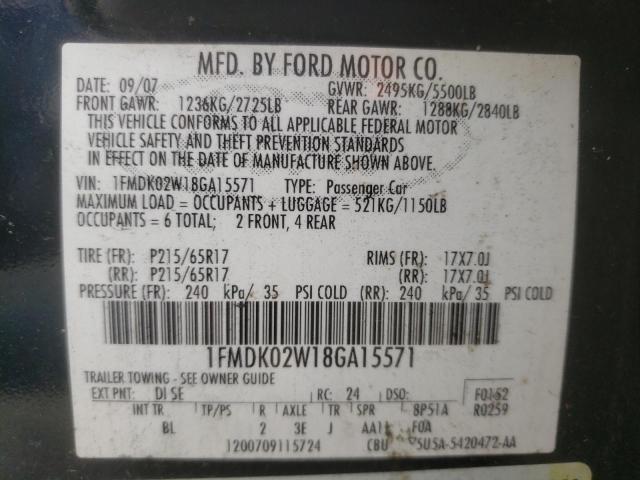 Photo 10 from auction – 2008 FORD TAURUS X S with VIN 1FMDK02W18GA15571