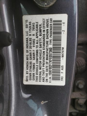 Photo 10 from auction – 2015 HONDA CIVIC SE with VIN 19XFB2F7XFE057360