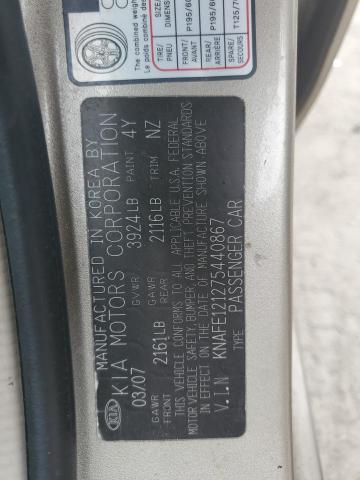 Photo 10 from auction – 2007 KIA SPECTRA EX with VIN KNAFE121275440867