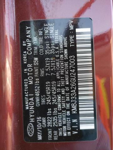 Photo 10 from auction – 2016 HYUNDAI TUCSON LIM with VIN KM8J33A26GU247003