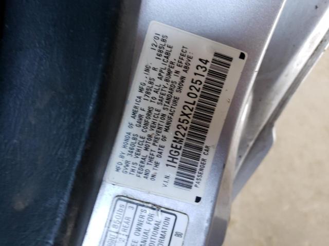 Photo 10 from auction – 2002 HONDA CIVIC LX with VIN 1HGEM225X2L025134