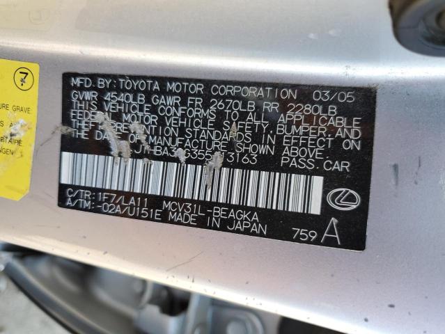 Photo 10 from auction – 2005 LEXUS ES 330 with VIN JTHBA30G355113163