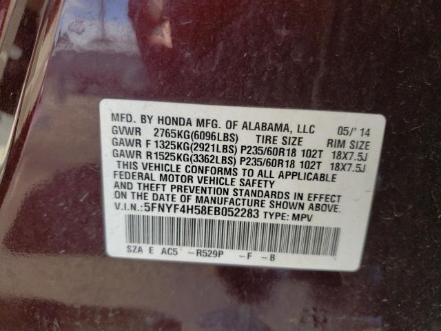 Photo 10 from auction – 2014 HONDA PILOT EXL with VIN 5FNYF4H58EB052283