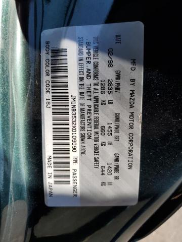 Photo 10 from auction – 1999 MAZDA MX-5 MIATA with VIN JM1NB3532X0109090