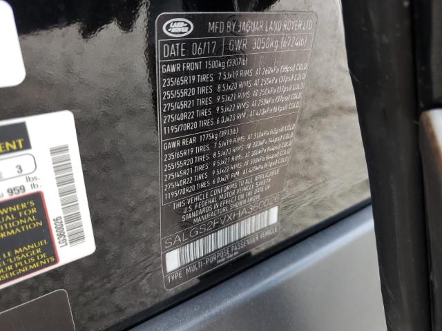 Photo 10 from auction – 2017 LAND ROVER RANGE ROVE with VIN SALGS2FVXHA360026
