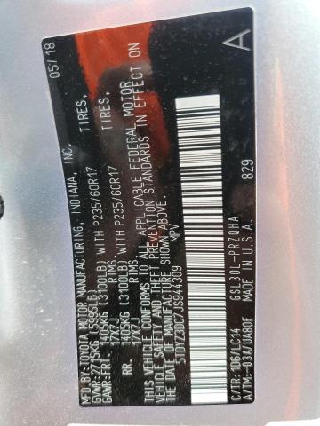 Photo 10 from auction – 2018 TOYOTA SIENNA XLE with VIN 5TDYZ3DC7JS944309