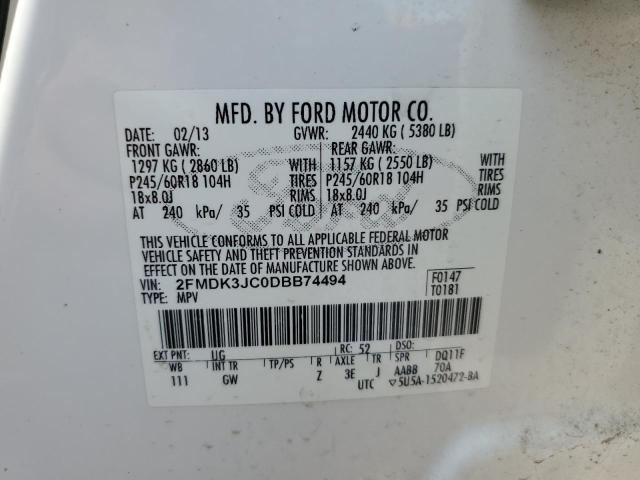 Photo 10 from auction – 2013 FORD EDGE SEL with VIN 2FMDK3JC0DBB74494