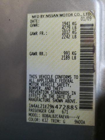 Photo 10 from auction – 2009 NISSAN ALTIMA 2.5 with VIN 1N4AL21E29N472885