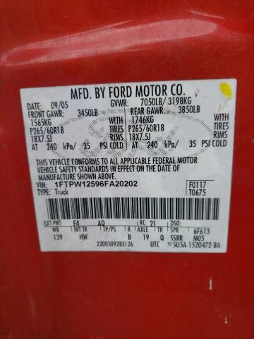 Photo 10 from auction – 2006 FORD F150 SUPER with VIN 1FTPW12596FA20202