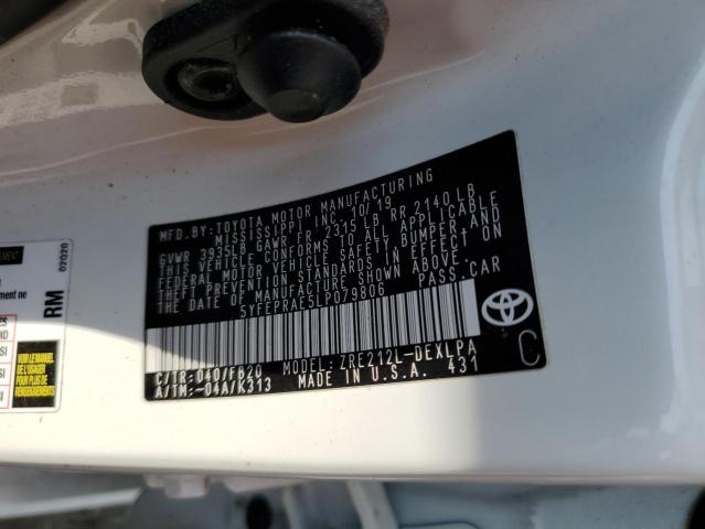 Photo 10 from auction – 2020 TOYOTA COROLLA LE with VIN 5YFEPRAE5LP079806