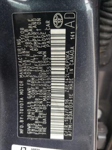 Photo 10 from auction – 2009 TOYOTA COROLLA BA with VIN 2T1BU40E89C155172