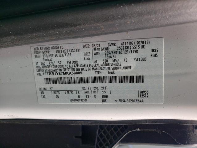 Photo 10 from auction – 2021 FORD TRANSIT T- with VIN 1FTBR1Y87MKA58809