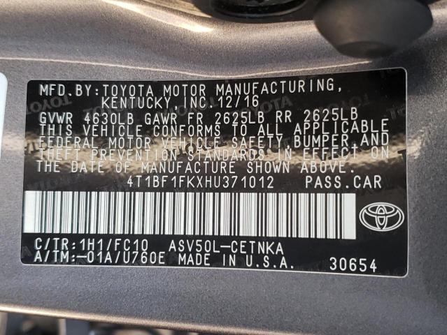 Photo 10 from auction – 2017 TOYOTA CAMRY LE with VIN 4T1BF1FKXHU371012