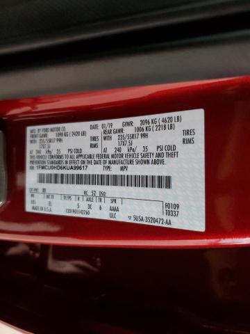 Photo 10 from auction – 2019 FORD ESCAPE SEL with VIN 1FMCU0HD6KUA99617