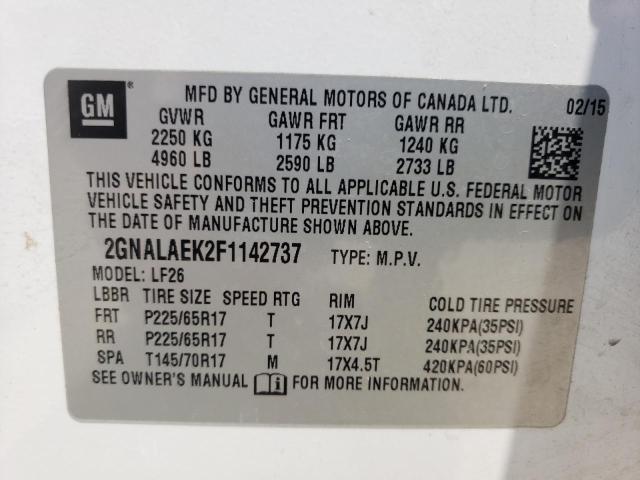 Photo 10 from auction – 2015 CHEVROLET EQUINOX LS with VIN 2GNALAEK2F1142737