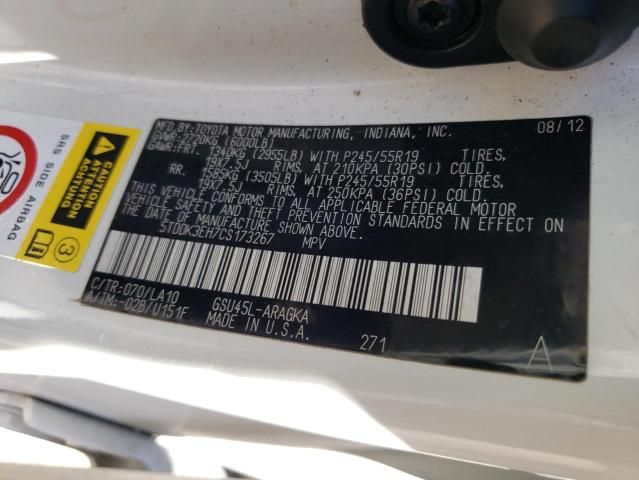 Photo 10 from auction – 2012 TOYOTA HIGHLANDER with VIN 5TDDK3EH7CS173267
