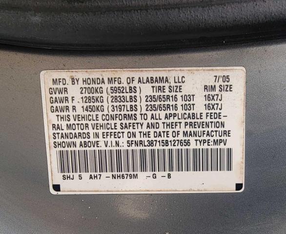 Photo 10 from auction – 2005 HONDA ODYSSEY EX with VIN 5FNRL38715B127656