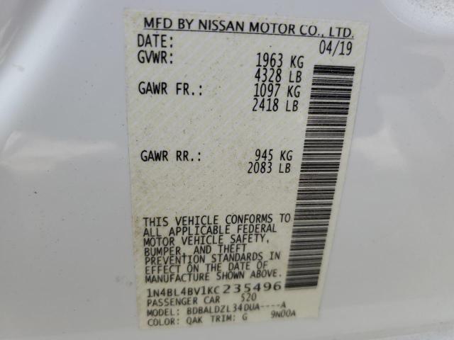 Photo 10 from auction – 2019 NISSAN ALTIMA S with VIN 1N4BL4BV1KC235496