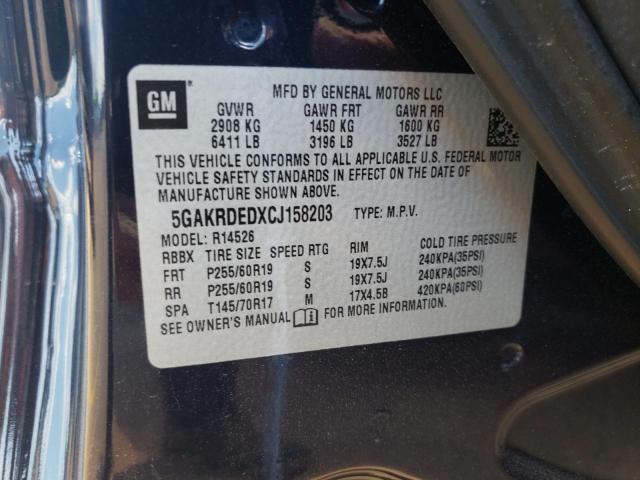 Photo 10 from auction – 2012 BUICK ENCLAVE with VIN 5GAKRDEDXCJ158203