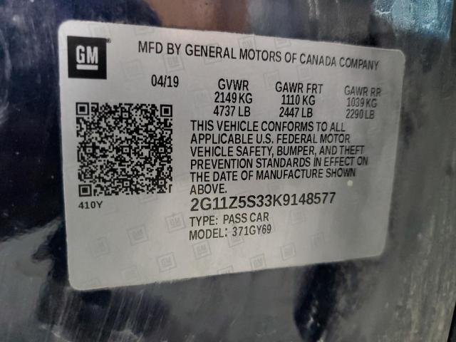 Photo 10 from auction – 2019 CHEVROLET IMPALA LT with VIN 2G11Z5S33K9148577