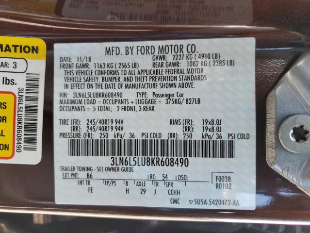 Photo 10 from auction – 2019 LINCOLN MKZ RESERV with VIN 3LN6L5LU8KR608490