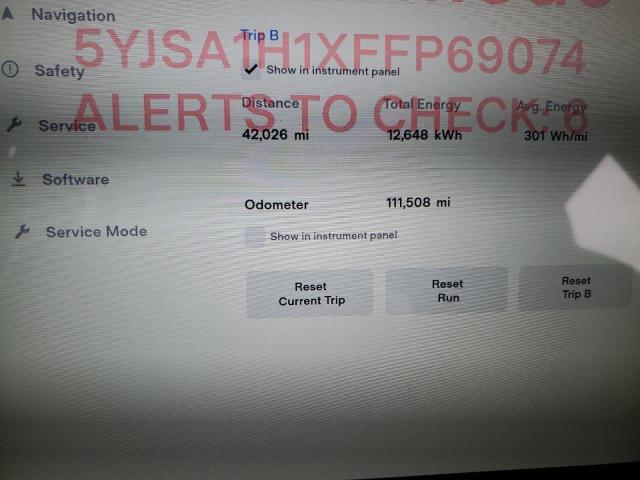 Photo 8 from auction – 2015 TESLA MODEL S 85 with VIN 5YJSA1H1XFFP69074