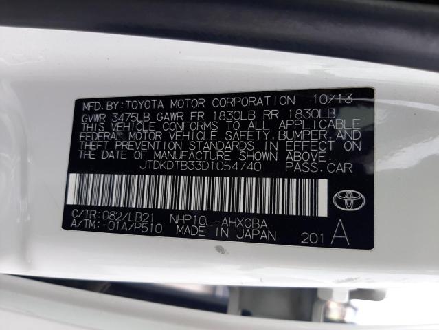 Photo 10 from auction – 2013 TOYOTA PRIUS C with VIN JTDKDTB33D1054740